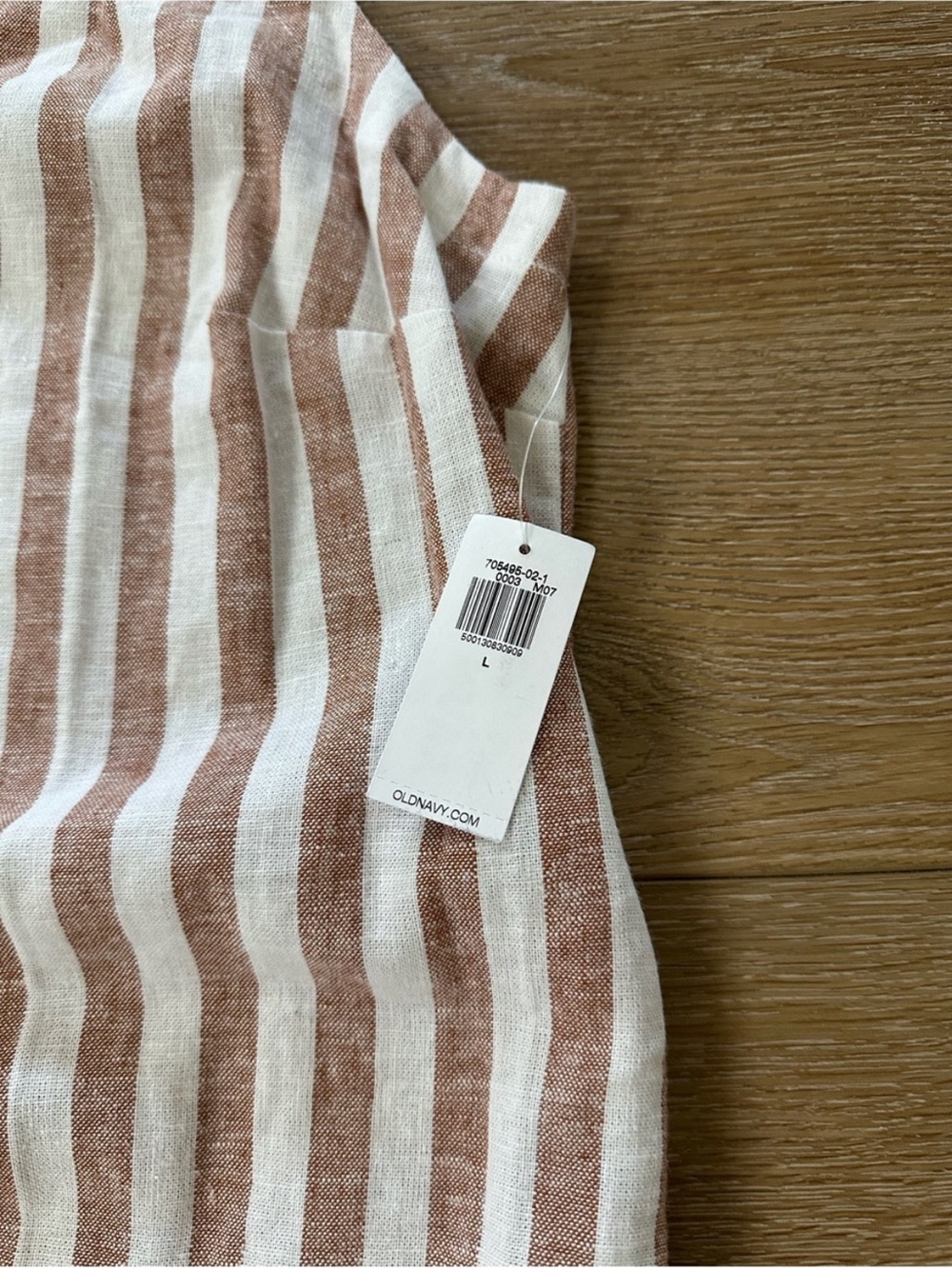 Old Navy Sleeveless Vertical Stripe Dress in Beige and White - Picture 2 of 3